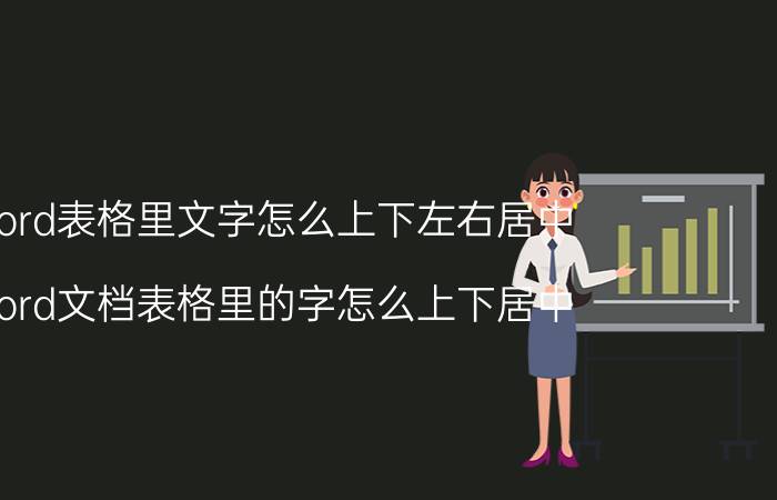 word表格里文字怎么上下左右居中 word文档表格里的字怎么上下居中？